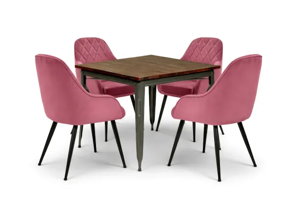 Orchid 4 Seater Dining Table with Chair in Peach